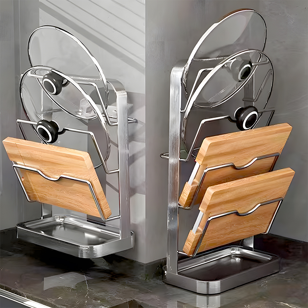 不锈钢锅盖架厨房免打孔置物架