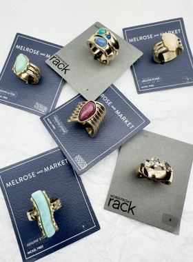 欧美外贸饰品戒指复古金石头女戒指个性百搭戒指指环小众轻奢无卡