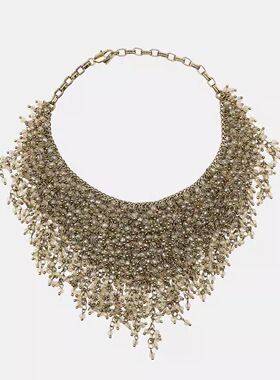 新款Z家流苏项链玻璃珠蝙蝠夸张款欧美外贸饰品品牌打标女项链