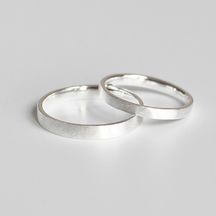 男女对戒免费刻字S925纯银手工拉丝素银细款 戒指指环尾戒学生礼物