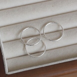 S925纯银简约秀气不规则肌理闭口细戒指尾戒食指戒闺蜜对戒关节戒