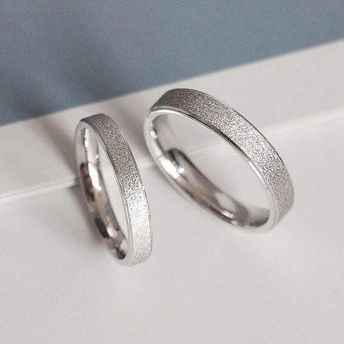 S925纯银磨砂银色情侣戒指