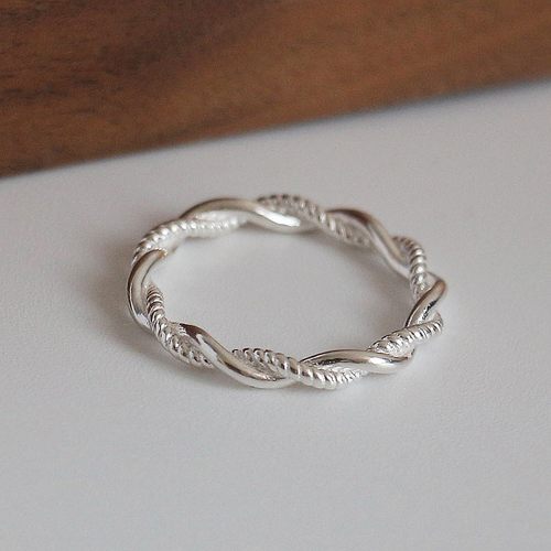 S925纯银麻花辫绕绳戒指