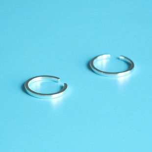 S925纯银细方条简约开口戒指指环男女情侣戒指关节戒指环尾戒