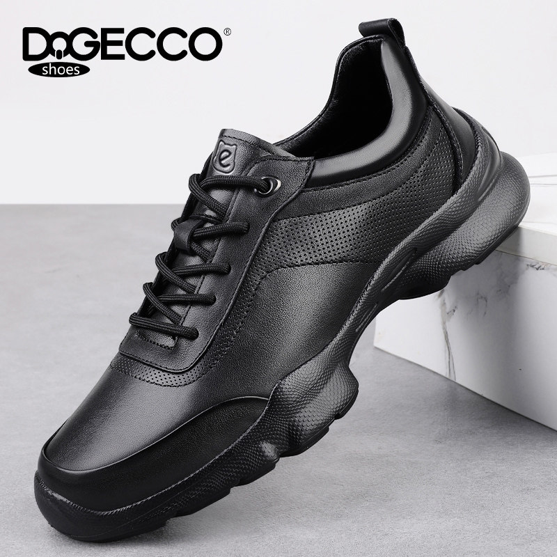 DQGECCO爱步特伦男鞋春秋季透气舒适商务休闲鞋真皮通勤运动皮鞋