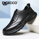 DQGECCO爱步特伦男休闲皮鞋 商务黑色通勤鞋 新款 软皮舒适耐磨男士