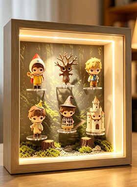 立体中空相框10cm深带LED灯带抽拉玻璃毛绒玩具纪念品展示框空框