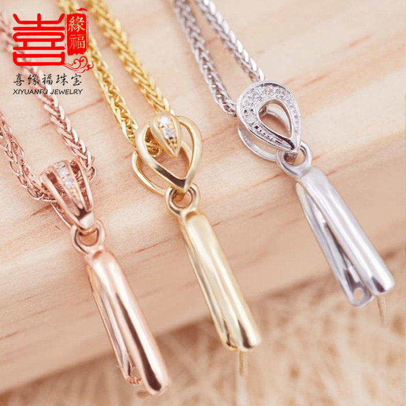 18k黄金扣头平安卡扣瓜子玉扣吊坠镶钻定制镶嵌翡翠蜜蜡平安扣