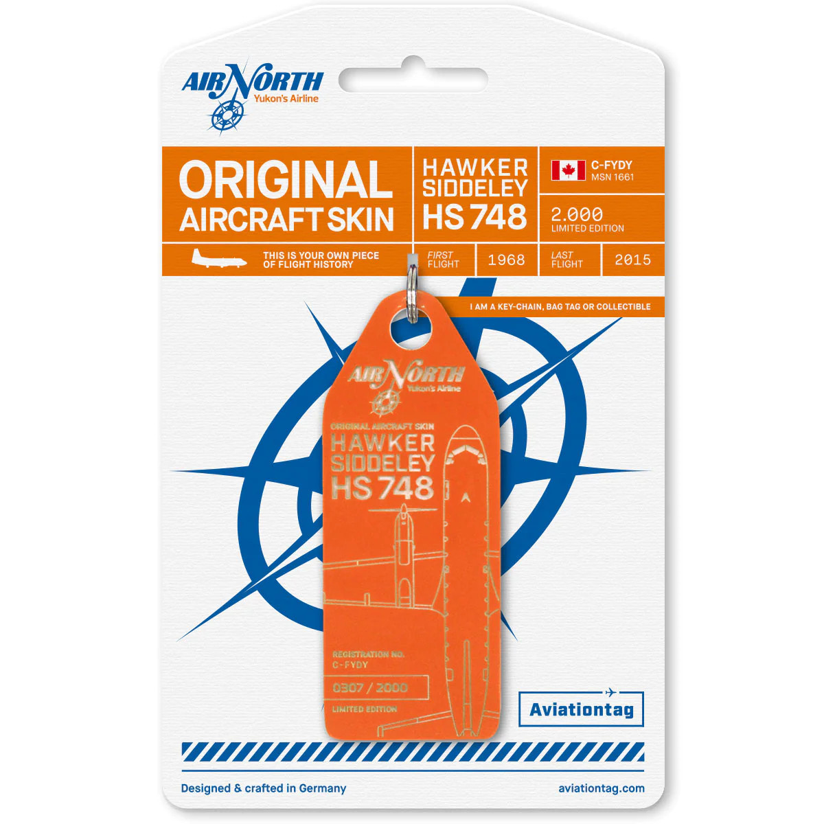 德国Aviationtag 北方航空 HS748 退役飞机蒙皮行李牌钥匙扣礼物图片