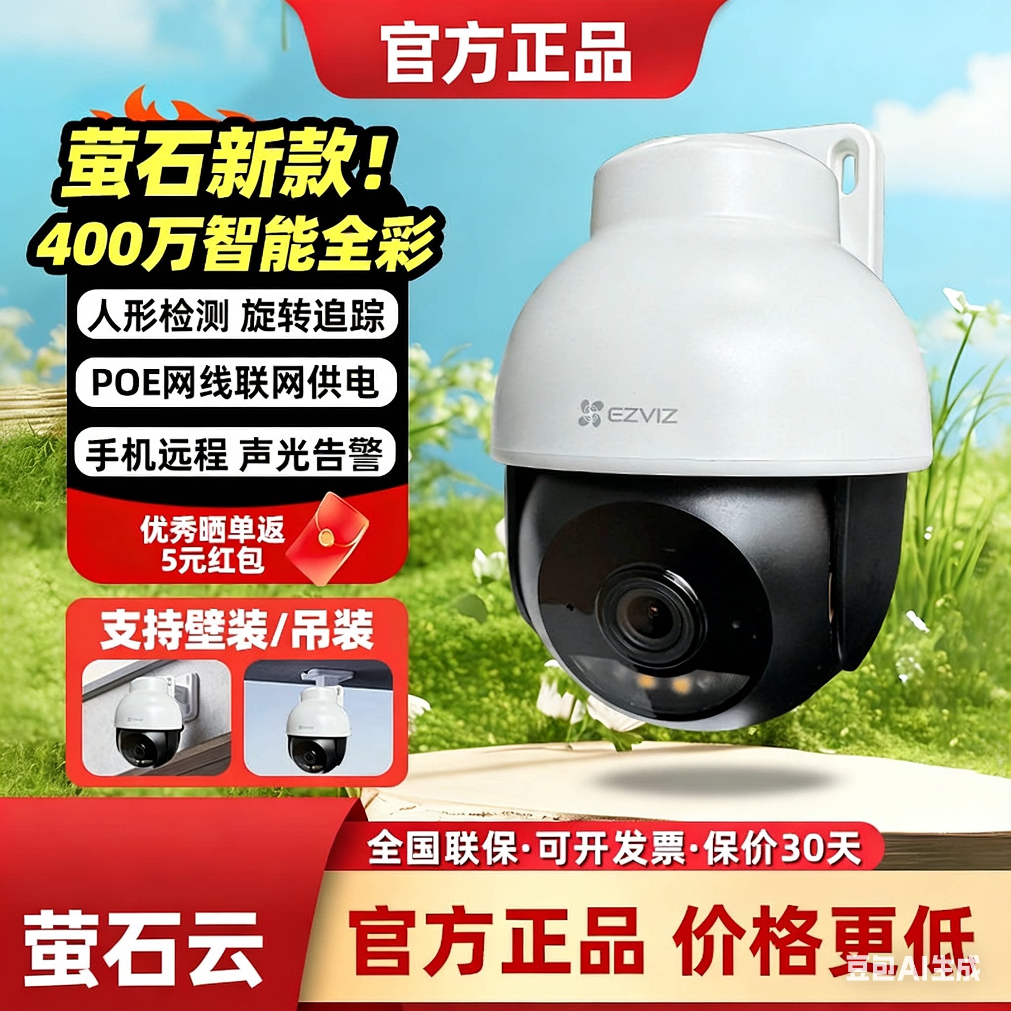 海康威视萤石监控摄像头Y8/C8C家用POE室外摄像无线WIFI官方正品