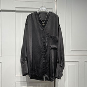 宽松显瘦慵懒风高级感上衣潮 女秋新款 简约风V领长袖 醋酸衬衫