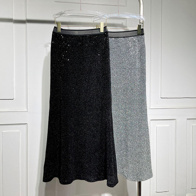 中长裙鱼尾裙显瘦百搭亮片半身裙