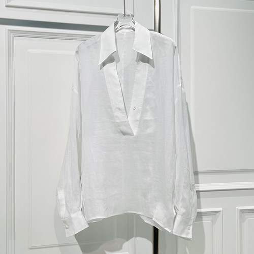 优雅气质百搭高级感长袖苎麻衬衫