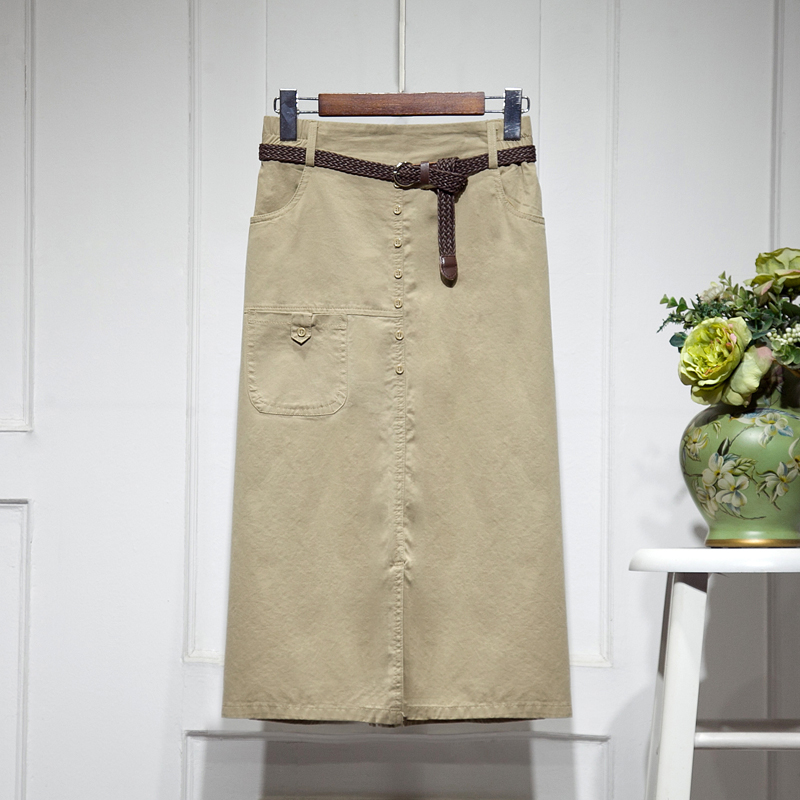 0显瘦纯色百搭松紧高腰A字半身裙