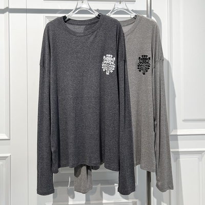 慵懒风百搭梵文印图长袖T恤潮搭