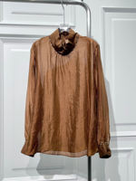 French elegant style, semi-high-neck long-sleeved shirt, new autumn style, loose, concealing, comfortable, light and comfortable top trend thumbnail 7