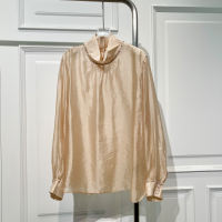 French elegant style, semi-high-neck long-sleeved shirt, new autumn style, loose, concealing, comfortable, light and comfortable top trend thumbnail 2