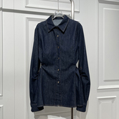 百搭设计感长袖 收腰牛仔衬衫 女冬季 时尚 新款 淑女百搭气质上衣