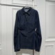 百搭设计感长袖 收腰牛仔衬衫 女冬季 时尚 新款 淑女百搭气质上衣
