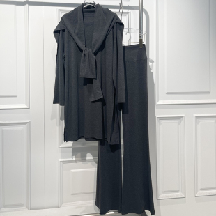 披肩微喇休闲裤 2025秋季 女舒适百搭小衫 宽松显高显瘦三件套装 新款