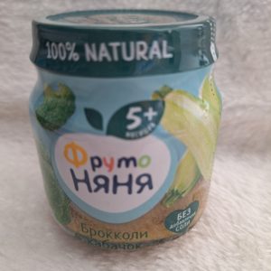 彩虹宝宝俄商品店俄罗斯进口菜花角瓜泥西蓝花角瓜泥蔬菜混合110克5+无盐泥辅食泥