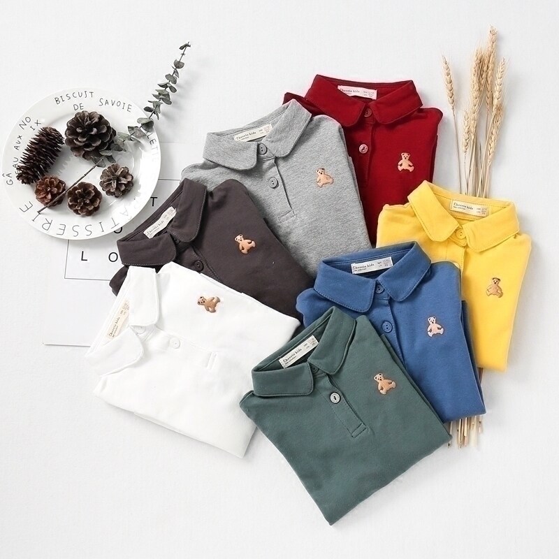 Andy's mother Autumn and winter men and women baby Long sleeve polo shirt children pure cotton soft Lapel Little Bear T-shirt shirtin the Children/Baby/Family fitted , T-shirt  category - from Buy2taobao.com to provide professional Taobao agent buy service
