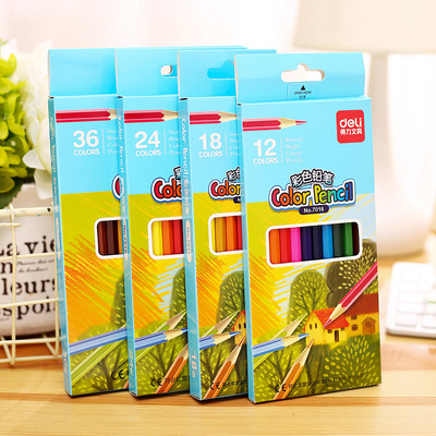 得力盒装绘画素描儿童彩色铅笔