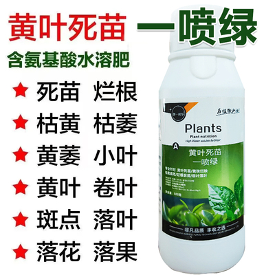 一喷绿黄叶死苗氨基酸水溶肥蔬菜花卉果树植物通用一喷就绿叶面肥