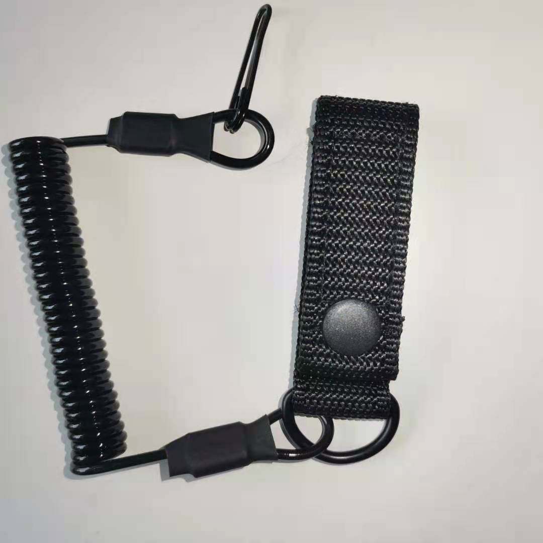 新款弹 力钢丝保护绳厂家直发安全兵人魔术贴绳力战术防护手枪绳