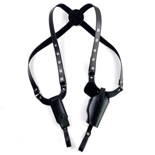 1911 P320新款双肩背式腋下枪包 弹匣包西装隐蔽007战术皮手枪套