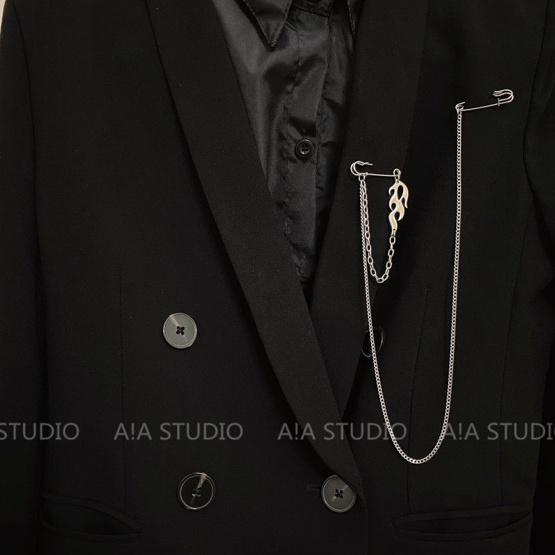 欧美朋克吊坠链条男女长款火焰