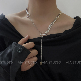 设计感网红同款横杠圆圈链条项链长链个性简约百搭朋克男女颈链潮