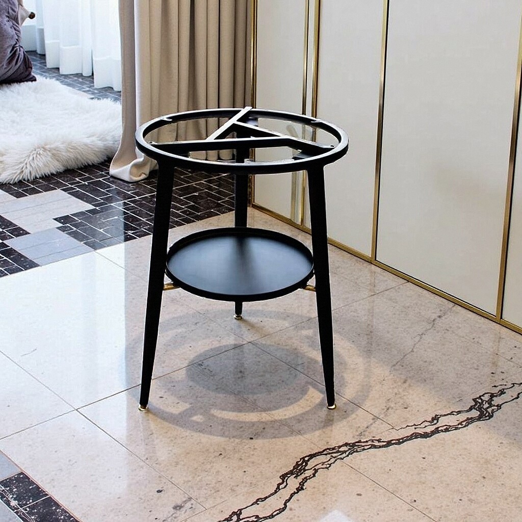 大理石洽谈桌岩板双层铁艺瓷砖