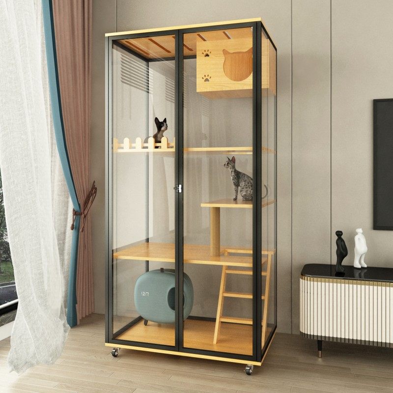 家用猫笼子别墅全景展示柜子定制玻璃不占地猫房宠物店猫窝大空间