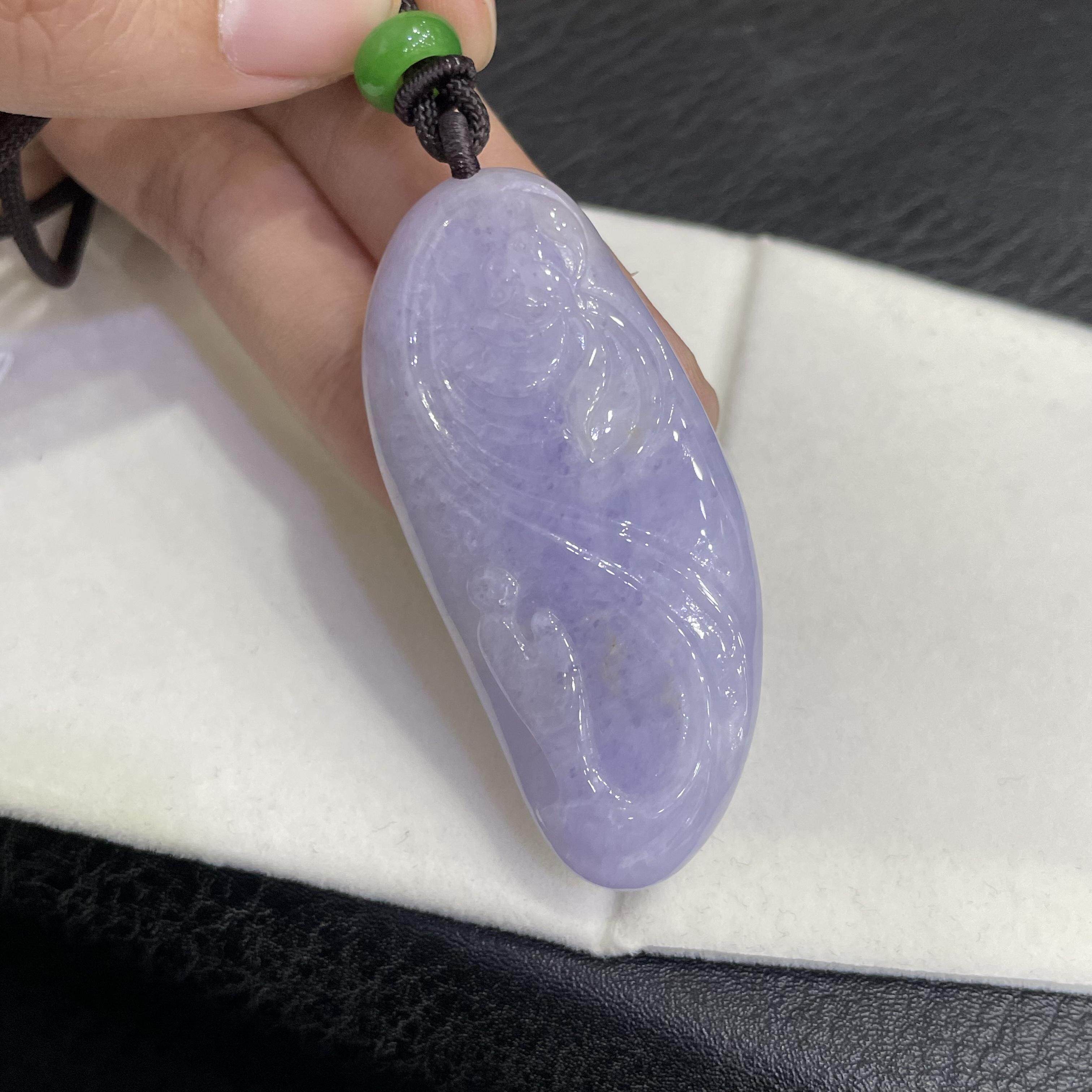 缅甸天然翡翠a货糯种紫罗兰翡翠随形悟道挂件精品玉石翡翠挂件