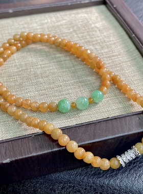 缅甸天然翡翠A货冰细糯种满色红翡橙色翡翠特珠子玉石项链西柚色