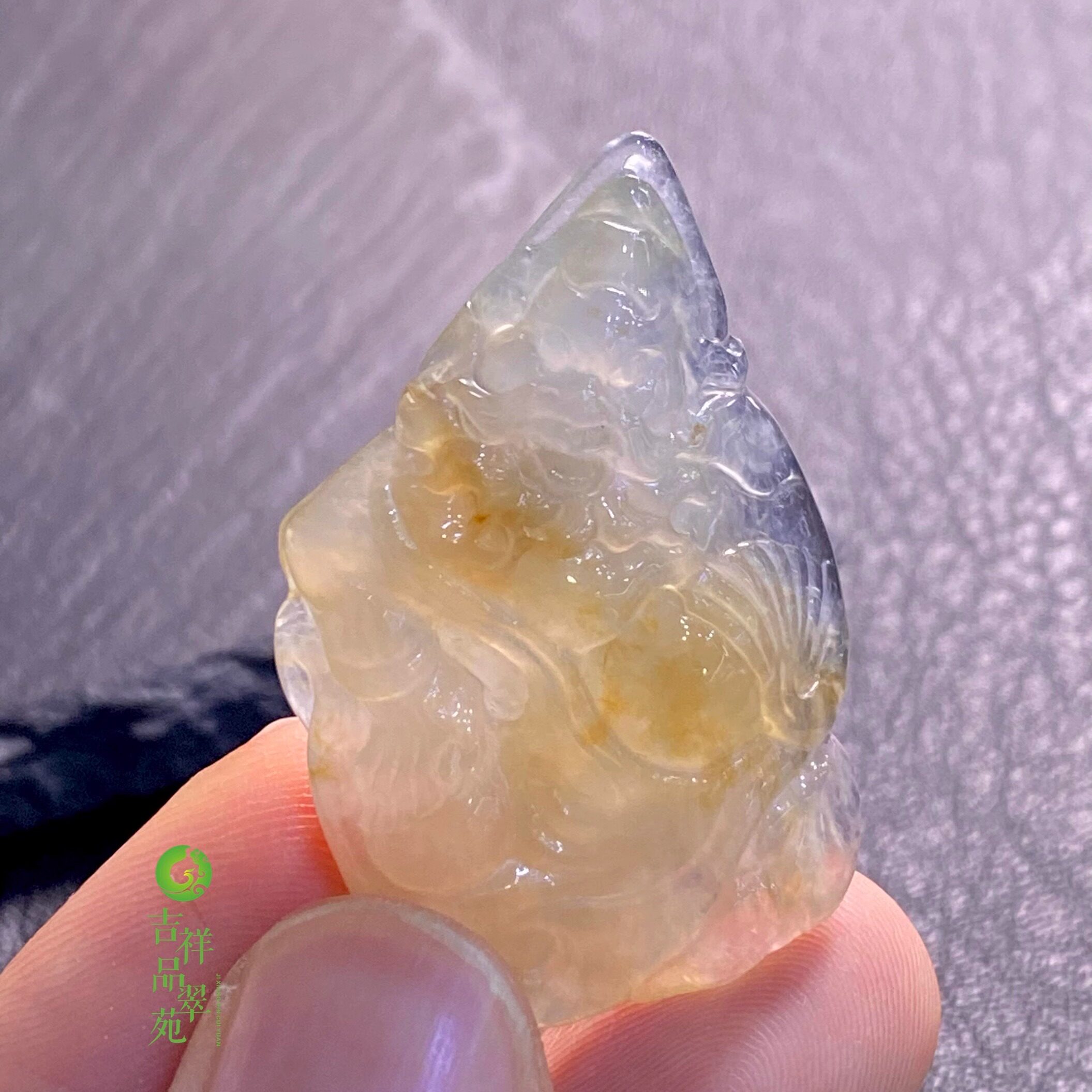 天然翡翠A货冰种随形钟馗玉石