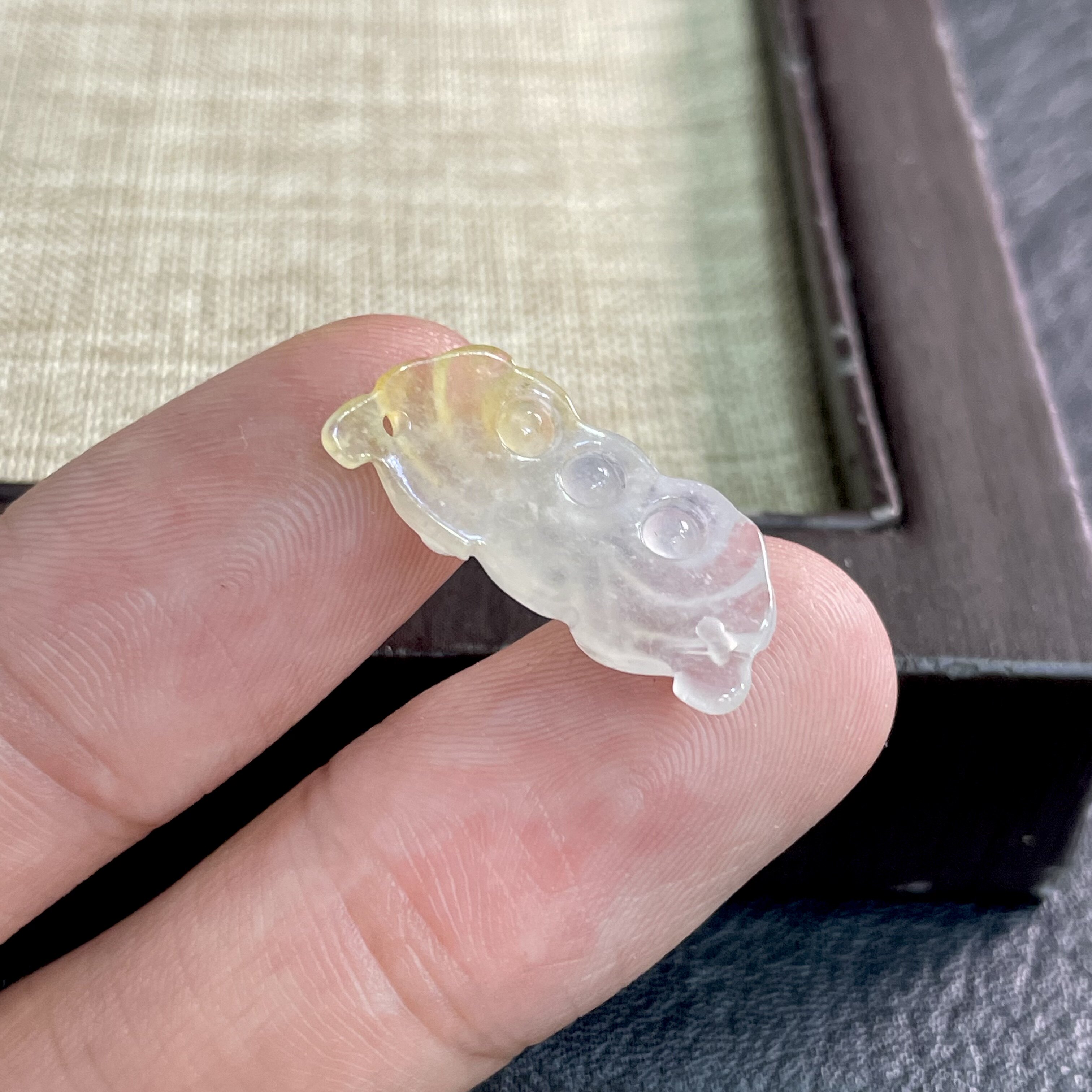 缅甸天然翡翠A货冰种天然色黄翡福到精致手牌精品玉石diy裸石