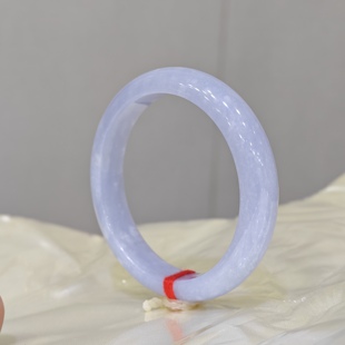 缅甸天然翡翠A货细糯种暴风雪雪花棉紫罗兰翡翠正圈57手镯无纹裂