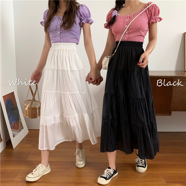 Real price skirt women's summer 2020 new high waist thin A-line yarn skirt spring and autumn long super fairy skirt