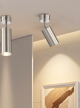 LED明装射灯电镀砂镍商用店铺家用背景墙银色金属质感全光谱COB灯