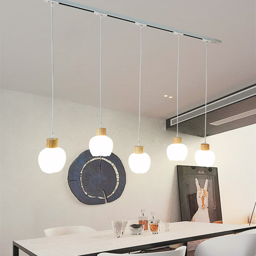 新款北欧餐厅吧台奶油风导轨吊灯