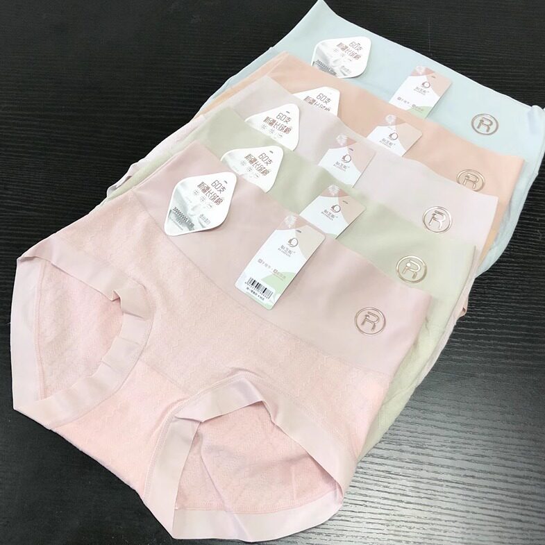 包邮 5条装 新疆长绒棉 抗菌亲肤透气大朵棉中高腰无痕女士内裤