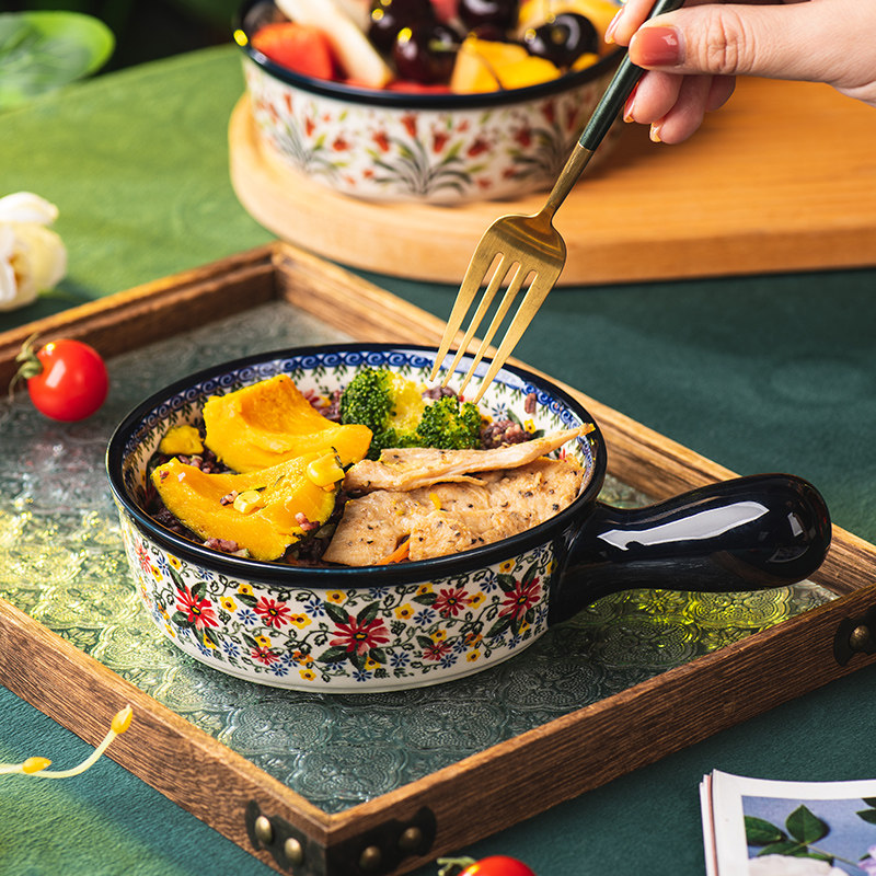 波兰碗家用2025新款陶瓷餐具复古泡面碗饭碗汤碗手把碗个人专用,餐饮具,碗,淘宝优惠券,粉丝福利购,淘宝优惠卷