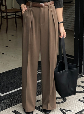 翡格依GN2023秋季新款高个裤子气质西装裤送腰带垂感高腰显瘦长裤