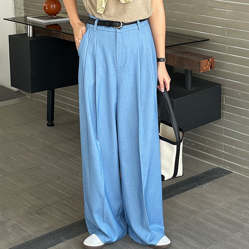 翡格依GN裤子女春秋牛仔裤长裤高腰显瘦休闲裤宽松阔腿裤送腰带