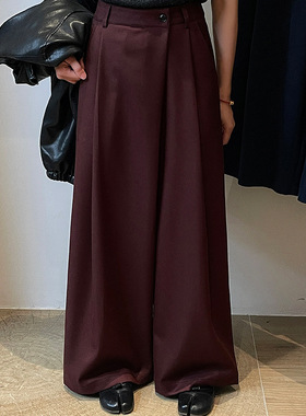 翡格依GN2024秋季新款别致裤子磨毛长裤高腰显瘦高个子不对称西裤