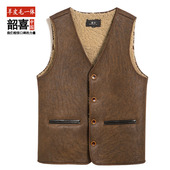 2025年秋冬羊皮毛一体马甲男冬保暖真皮卷毛加绒加厚坎肩棉背心潮