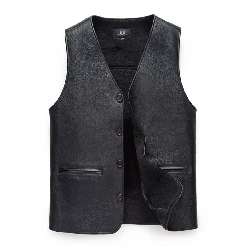 Autumn and winter 2019 fur all in one waistcoat mens fur sheepskin real fur plush thickened Waistcoat Vest