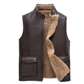 2025年秋冬新款 马甲男原生态羊皮毛一体中老年休闲坎肩背心外套潮
